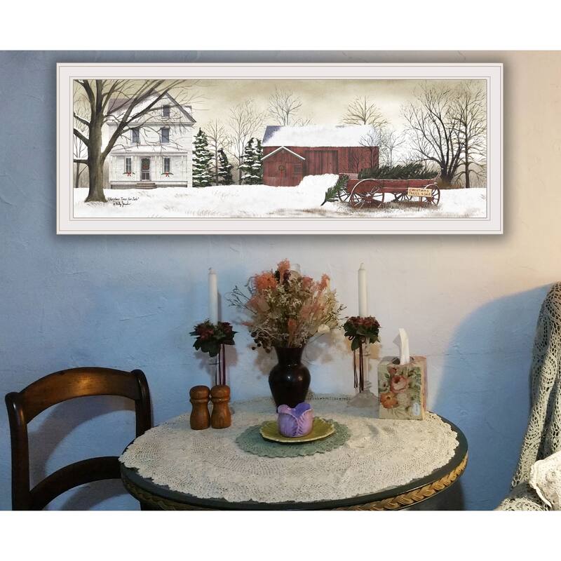 "Christmas Trees for Sale" By Billy Jacobs, Ready to Hang Framed Print, White Frame 15 x 39